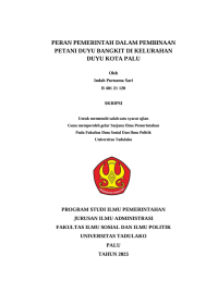 Image of PERAN PEMERINTAH DALAM PEMBINAAN 
PETANI DUYU BANGKIT DI KELURAHAN  
DUYU KOTA PALU