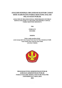 Image of ANALISIS KINERJA ORGANISASI KANTOR CAMAT 
SINIU KABUPATEN PARIGI MOUTONG DALAM 
PELAYANAN PUBLIK