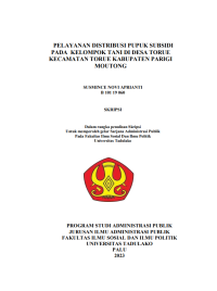 Image of PELAYANAN DISTRIBUSI PUPUK SUBSIDI
PADA KELOMPOK TANI DI DESA TORUE
KECAMATAN TORUE KABUPATEN PARIGI
MOUTONG