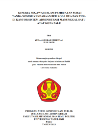 Image of KINERJA PEGAWAI DALAM PEMBUATAN SURAT
TANDA NOMOR KENDARAAN BER RODA DUA DAN TIGA
DI KANTOR SISTEM ADMINISTRASI MANUNGGAL SATU
ATAP KOTA PALU