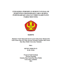 Image of ETOS KERJA PEREMPUAN BURUH TANI DALAM 
PEMENUHAN EKONOMI KELUARGA DI DESA 
PURWOSARI KECAMATAN TORUE KABUPATEN 
PARIGI MOUTONG