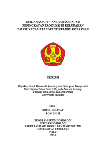 Image of KERJA SAMA PETANI GARAM DALAM PENINGKATAN PRODUKSI DI KELURAHAN TALISE KECAMATAN MANTIKULORE KOTA PALU