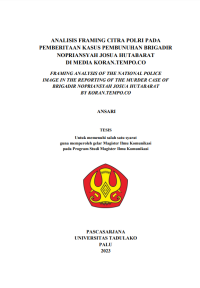 Image of ANALISIS FRAMING CITRA POLRI PADA 
PEMBERITAAN KASUS PEMBUNUHAN BRIGADIR 
NOPRIANSYAH JOSUA HUTABARAT
DI MEDIA KORAN.TEMPO.CO