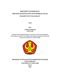 Image of IMPLEMENTASI KEBIJAKAN
PROGRAM INDONESIA PINTAR PENDIDIKAN DASAR 
DI KABUPATEN PASANGKAYU