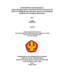 Image of PARTISIPASI MASYARAKAT 
PADA PEMBAYARAN PAJAK BUMI DAN BANGUNAN  DESA KASIMBAR PALAPI  KECAMATAN KASIMBAR KABUPATEN PARIGI MOUTONG