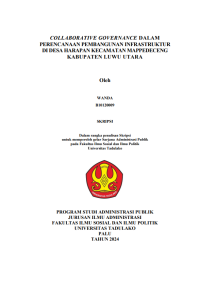 Image of COLLABORATIVE GOVERNANCE DALAM
PERENCANAAN PEMBANGUNAN INFRASTRUKTUR 
DI DESA HARAPAN KECAMATAN MAPPEDECENG
KABUPATEN LUWU UTARA