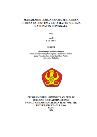 Image of MANAJEMEN BADAN USAHA MILIK DESA
DI DESA BALENTUMA KECAMATAN SIRENJA 
KABUPATEN DONGGALA