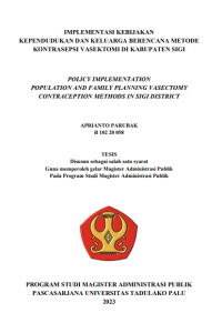 Image of Implementasi Kebijakan Kependudukan dan Keluarga Berencana Metode Kependudukan Vasektomi di Kabupaten Sigi