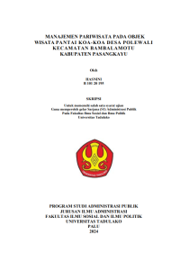 Image of MANAJEMEN PARIWISATA PADA OBJEK
WISATA PANTAI KOA-KOA DESA POLEWALI
KECAMATAN BAMBALAMOTU
KABUPATEN PASANGKAYU