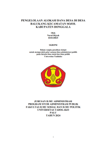 Image of PENGELOLAAN ALOKASI DANA DESA DI DESA 
BALUKANG KECAMATAN SOJOL
KABUPATEN DONGGALA