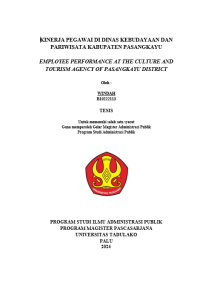 Image of KINERJA PEGAWAI DI DINAS KEBUDAYAAN DAN PARIWISATA KABUPATEN PASANGKAYU