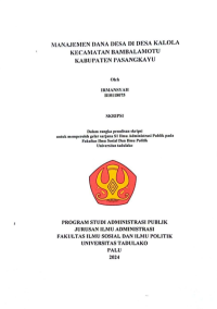 Image of Manajemen Dana Desa di Desa Kalola Kecamatan Bambalomotu Kabupaten Pasangkayu