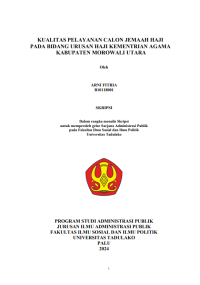 Image of KUALITAS PELAYANAN CALON JEMAAH HAJI
PADA BIDANG URUSAN HAJI KEMENTRIAN AGAMA
KABUPATEN MOROWALI UTARA